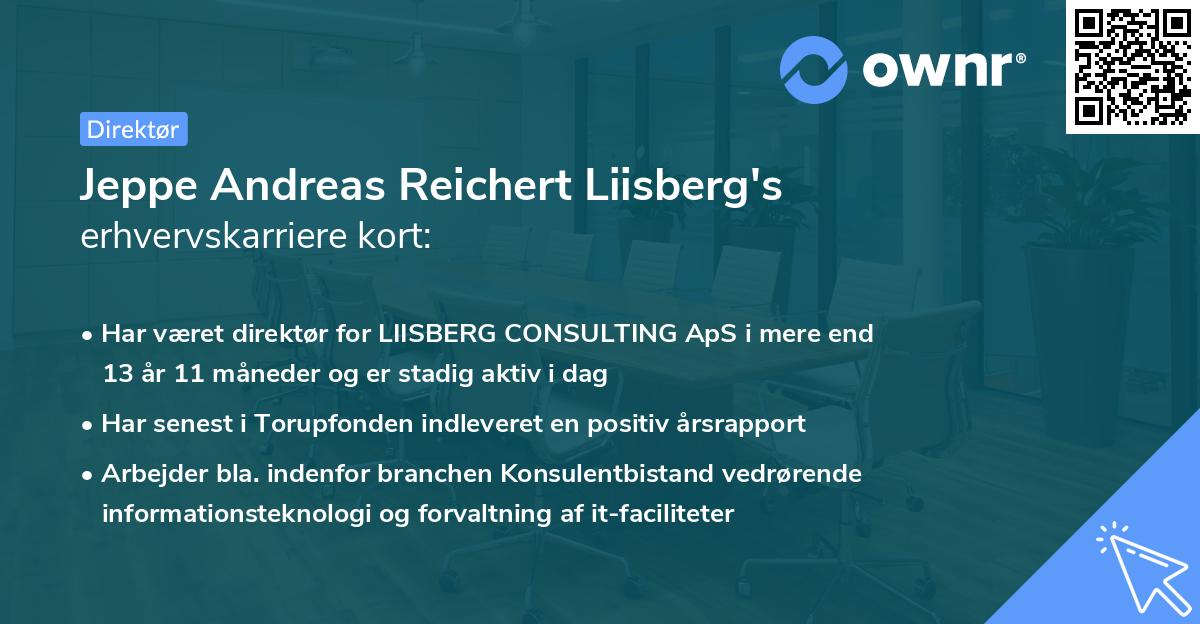 Jeppe Andreas Reichert Liisberg's erhvervskarriere kort