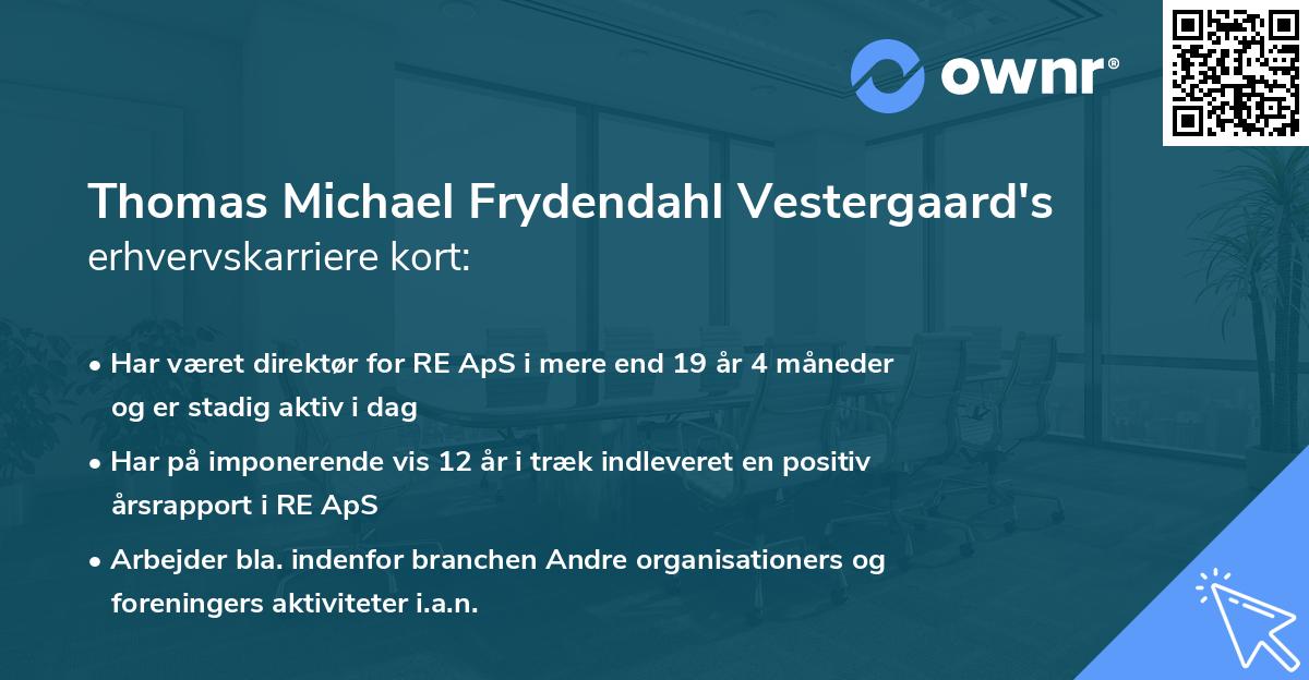 Thomas Michael Frydendahl Vestergaard's erhvervskarriere kort