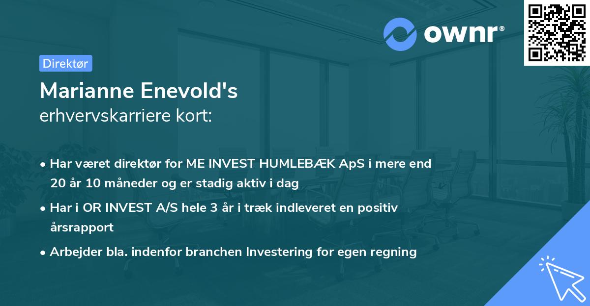 Marianne Enevold's erhvervskarriere kort