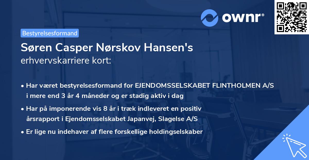 Søren Casper Nørskov Hansen's erhvervskarriere kort