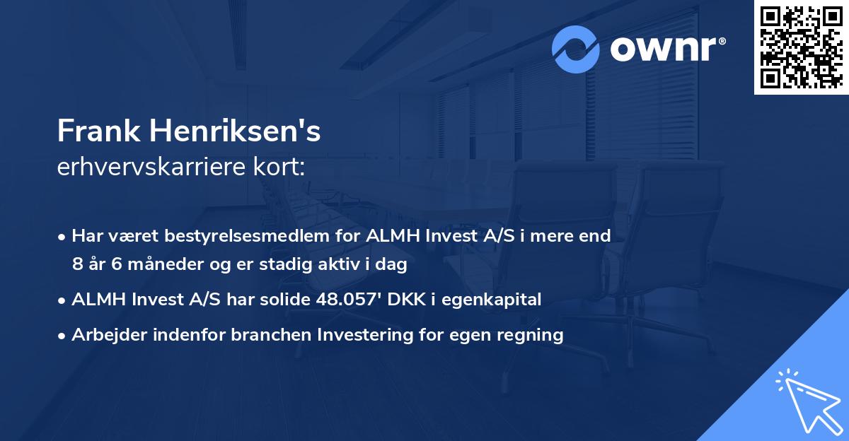 Frank Henriksen's erhvervskarriere kort
