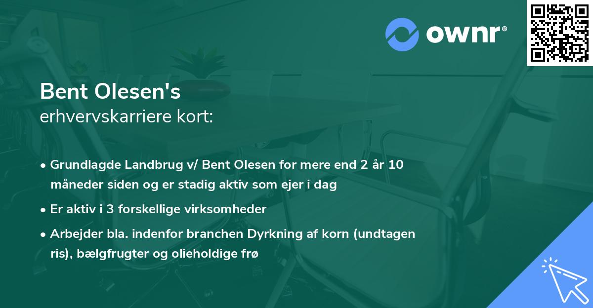 Bent Olesen's erhvervskarriere kort