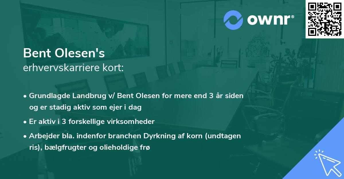 Bent Olesen's erhvervskarriere kort