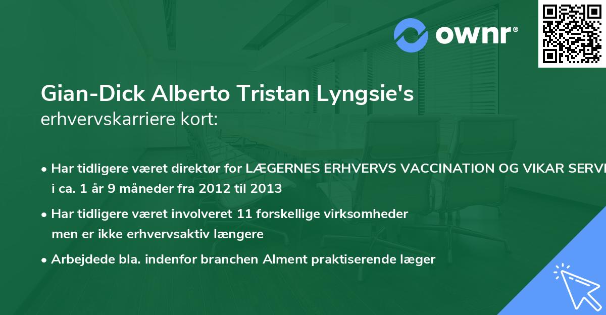 Gian-Dick Alberto Tristan Lyngsie's erhvervskarriere kort