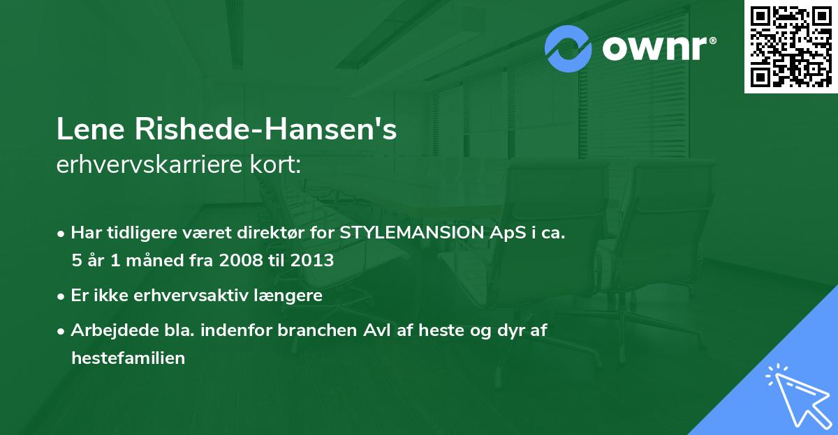 Lene Rishede-Hansen's erhvervskarriere kort