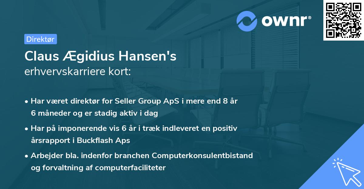 Claus Ægidius Hansen's erhvervskarriere kort