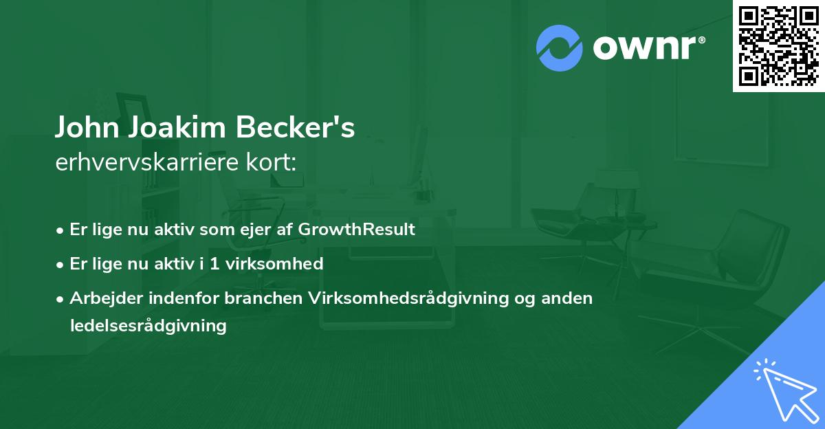 John Joakim Becker's erhvervskarriere kort
