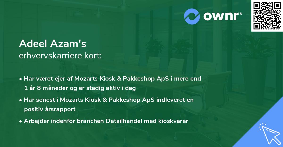 Adeel Azam's erhvervskarriere kort