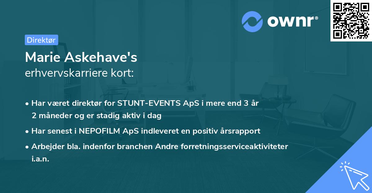 Marie Askehave's erhvervskarriere kort