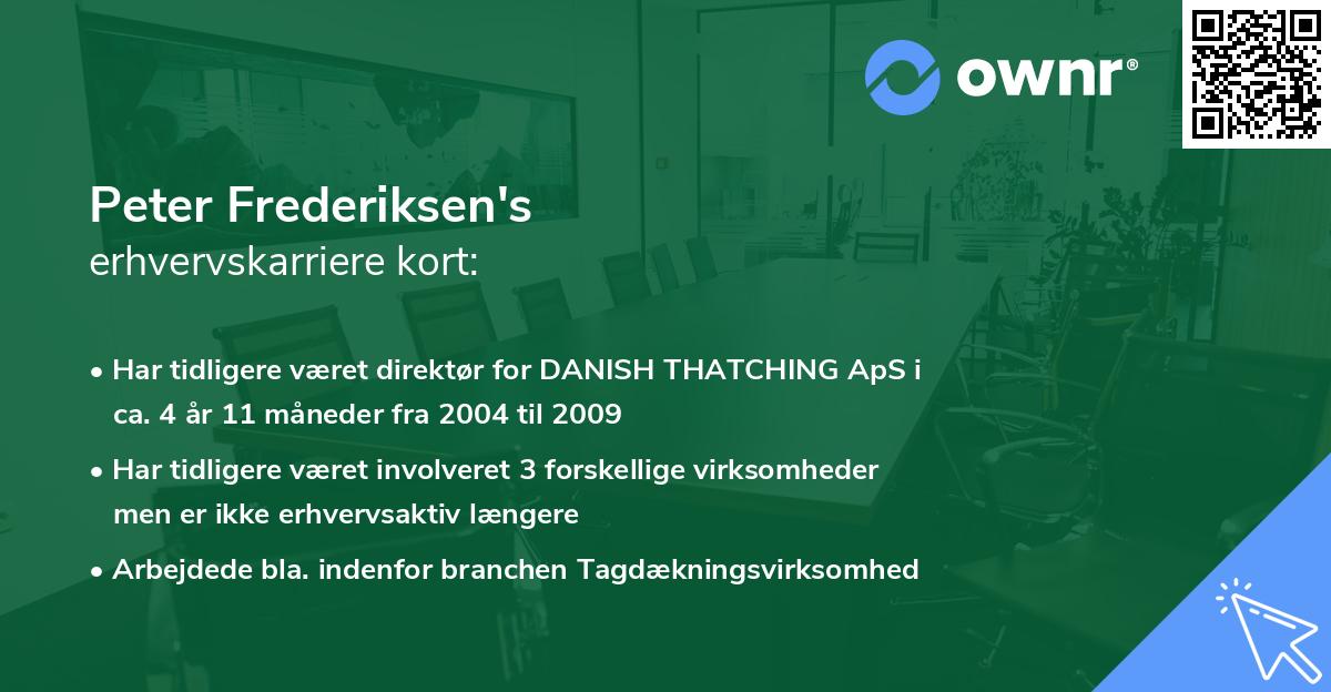 Peter Frederiksen's erhvervskarriere kort