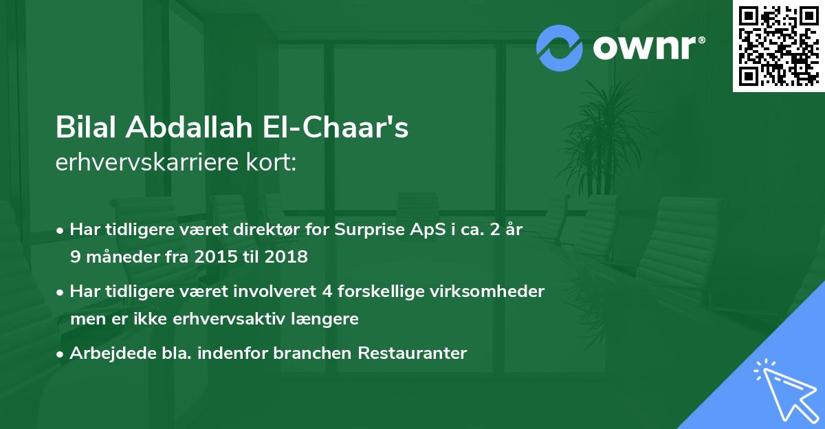 Bilal Abdallah El-Chaar's erhvervskarriere kort