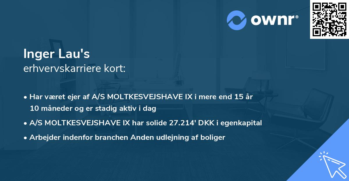Inger Lau's erhvervskarriere kort