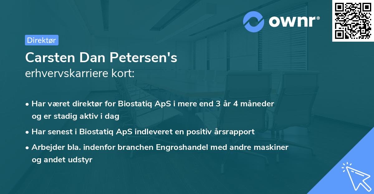 Carsten Dan Petersen's erhvervskarriere kort