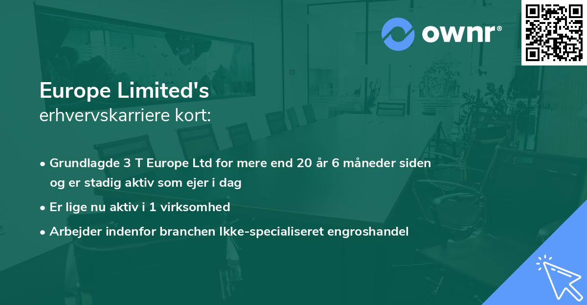 Europe Limited's erhvervskarriere kort
