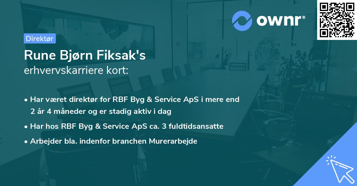 Rune Bjørn Fiksak's erhvervskarriere kort