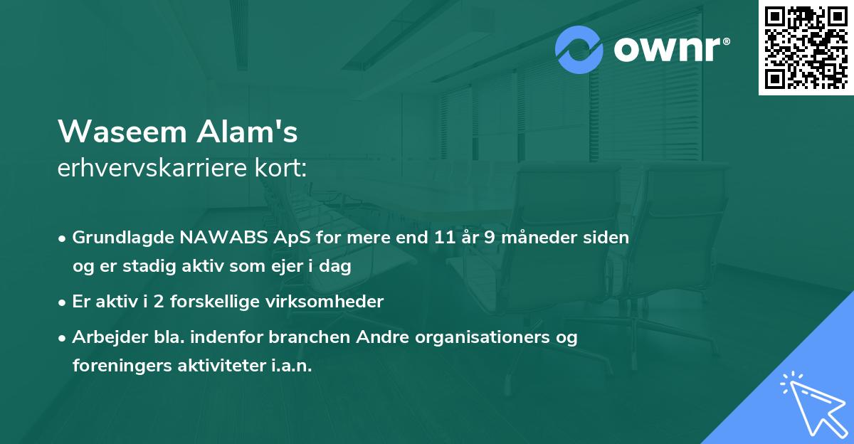 Waseem Alam's erhvervskarriere kort