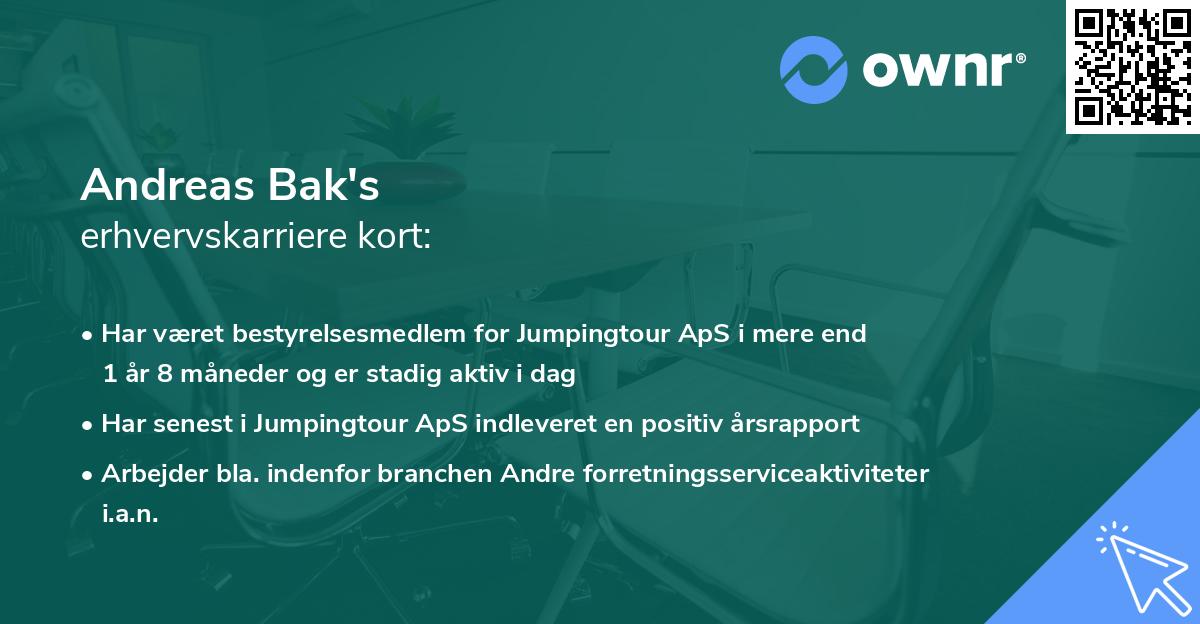Andreas Bak's erhvervskarriere kort