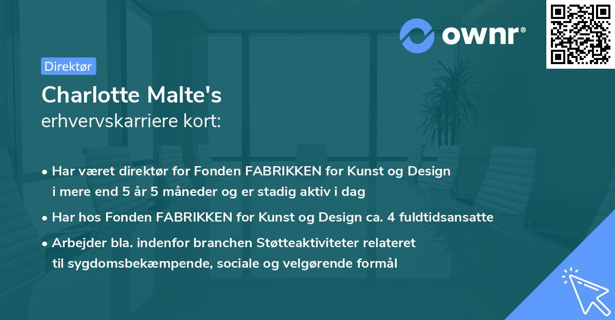 Charlotte Malte's erhvervskarriere kort
