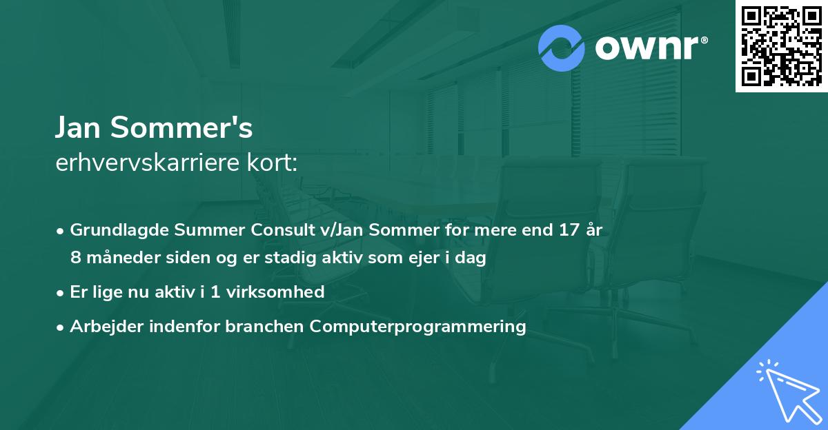 Jan Sommer's erhvervskarriere kort
