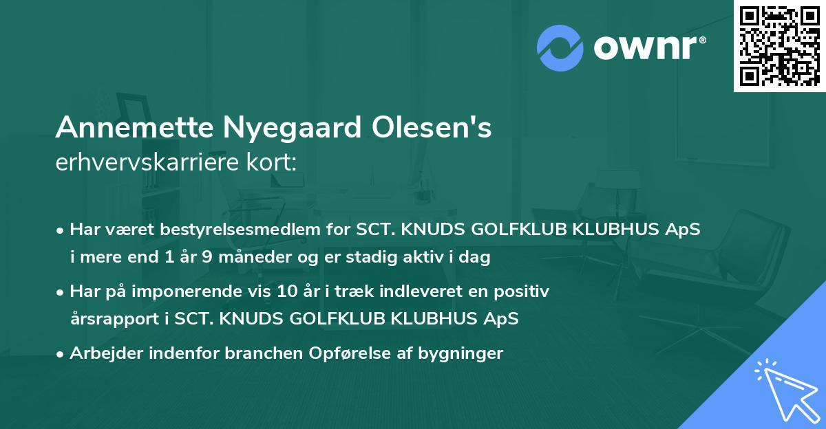 Annemette Nyegaard Olesen's erhvervskarriere kort