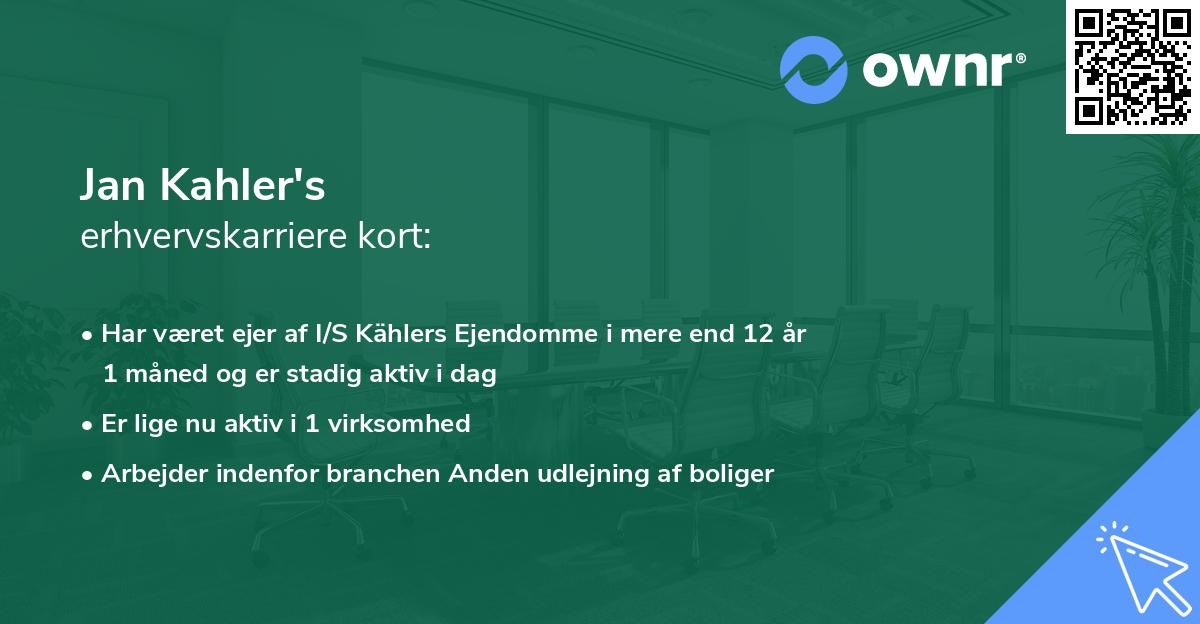 Jan Kahler's erhvervskarriere kort