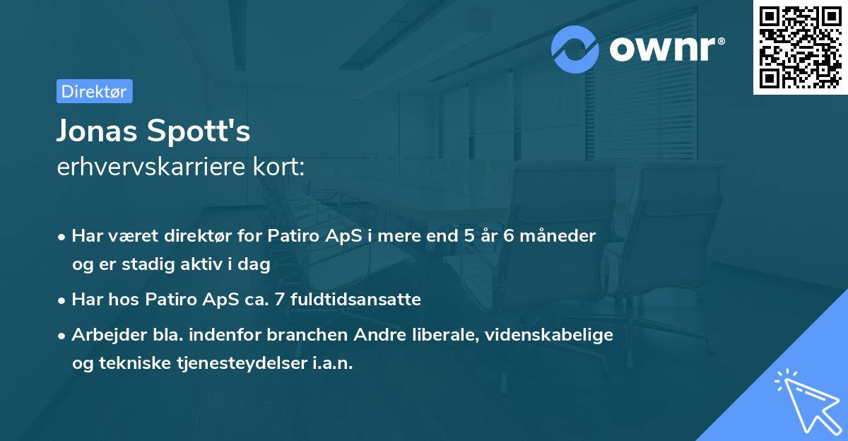 Jonas Spott's erhvervskarriere kort