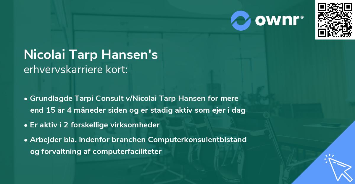 Nicolai Tarp Hansen's erhvervskarriere kort