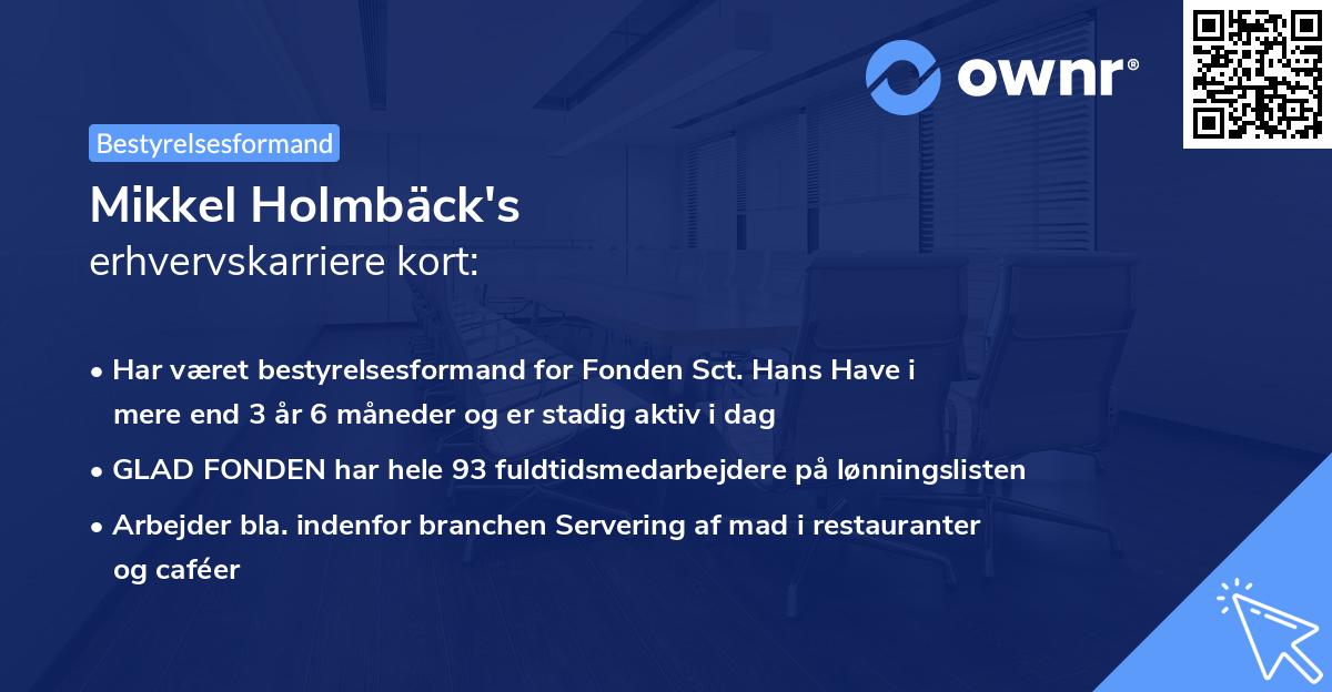 Mikkel Holmbäck's erhvervskarriere kort