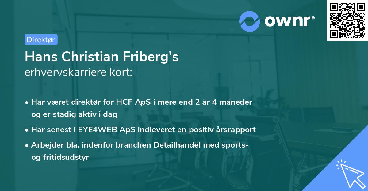 Hans Christian Friberg's erhvervskarriere kort