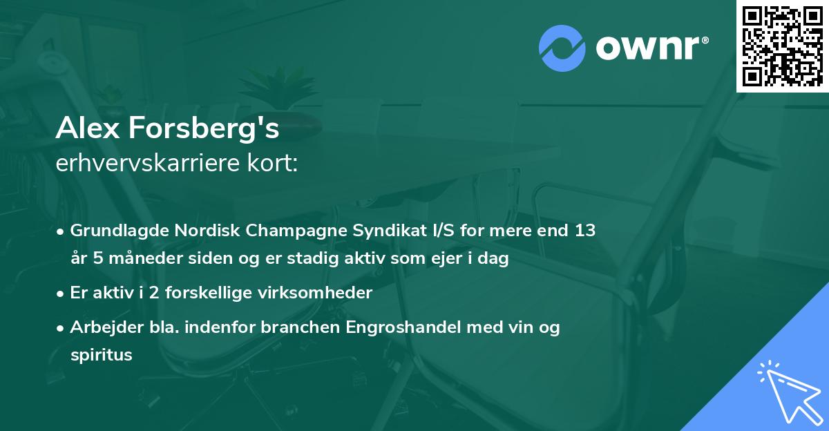 Alex Forsberg's erhvervskarriere kort