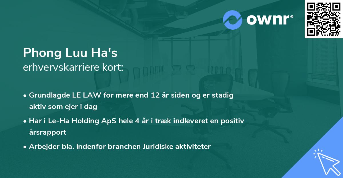Phong Luu Ha's erhvervskarriere kort