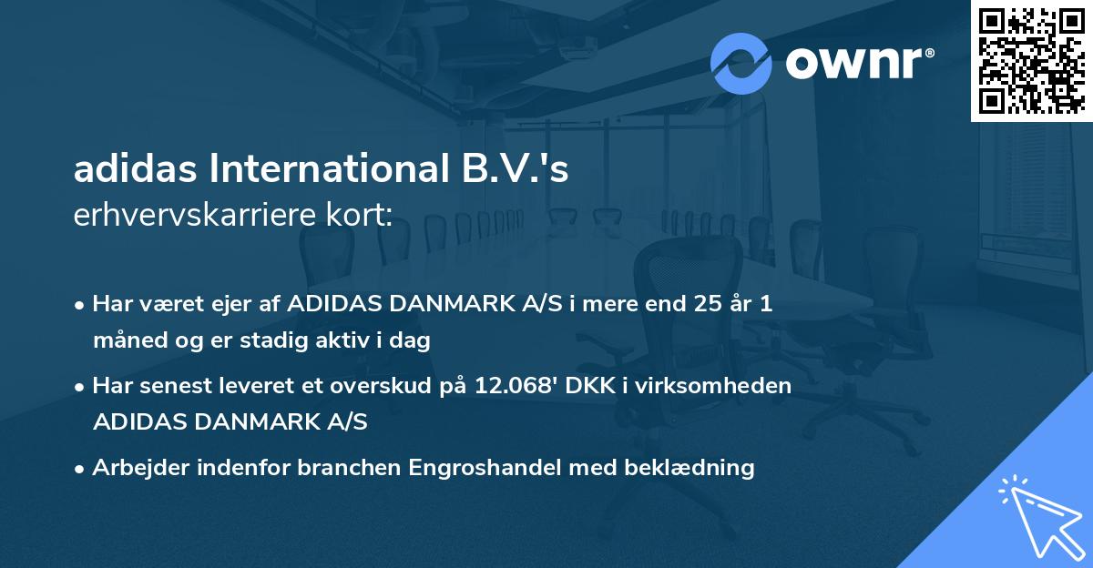 adidas International B.V.'s erhvervskarriere kort