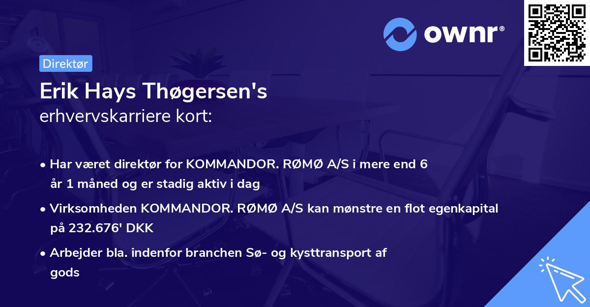 Erik Hays Thøgersen's erhvervskarriere kort
