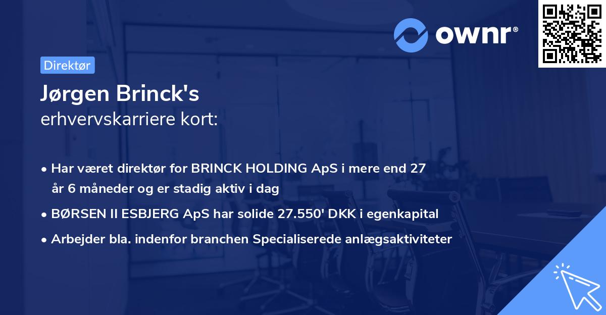 Jørgen Brinck's erhvervskarriere kort