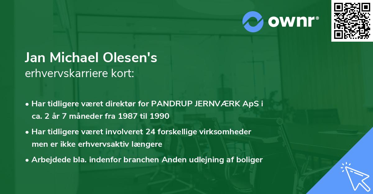 Jan Michael Olesen's erhvervskarriere kort