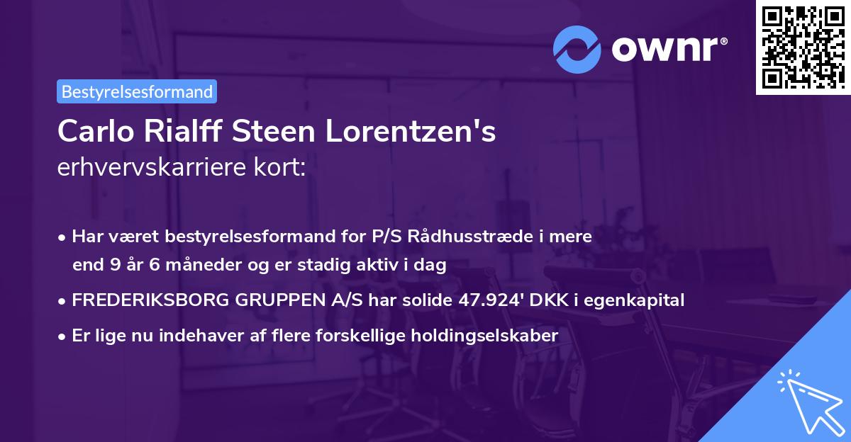 Carlo Rialff Steen Lorentzen's erhvervskarriere kort