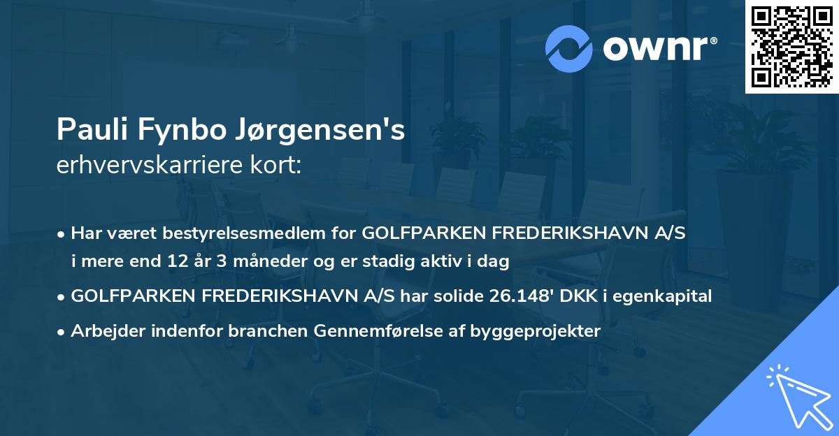 Pauli Fynbo Jørgensen's erhvervskarriere kort