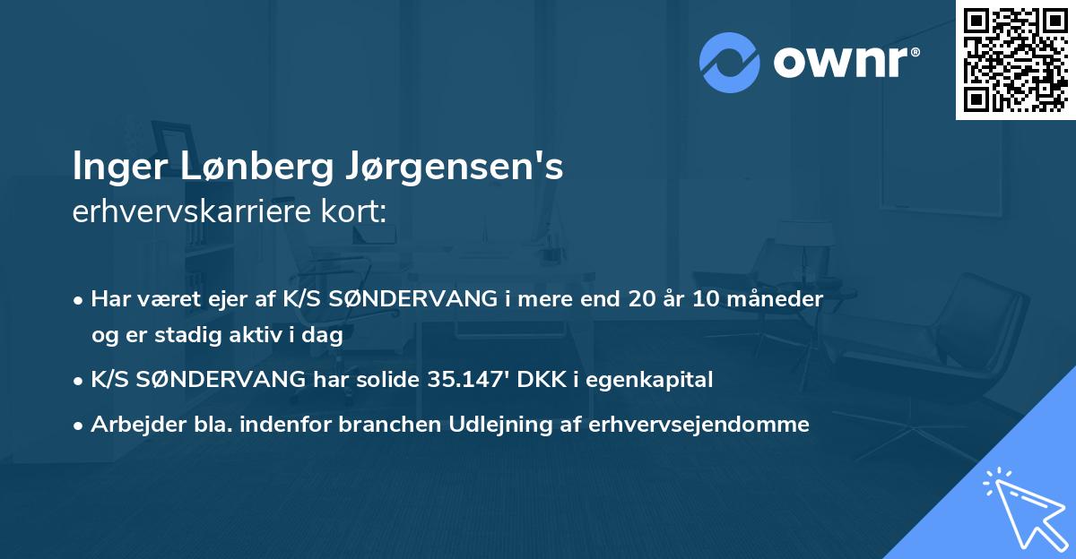 Inger Lønberg Jørgensen's erhvervskarriere kort