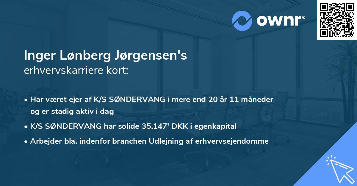 Inger Lønberg Jørgensen's erhvervskarriere kort