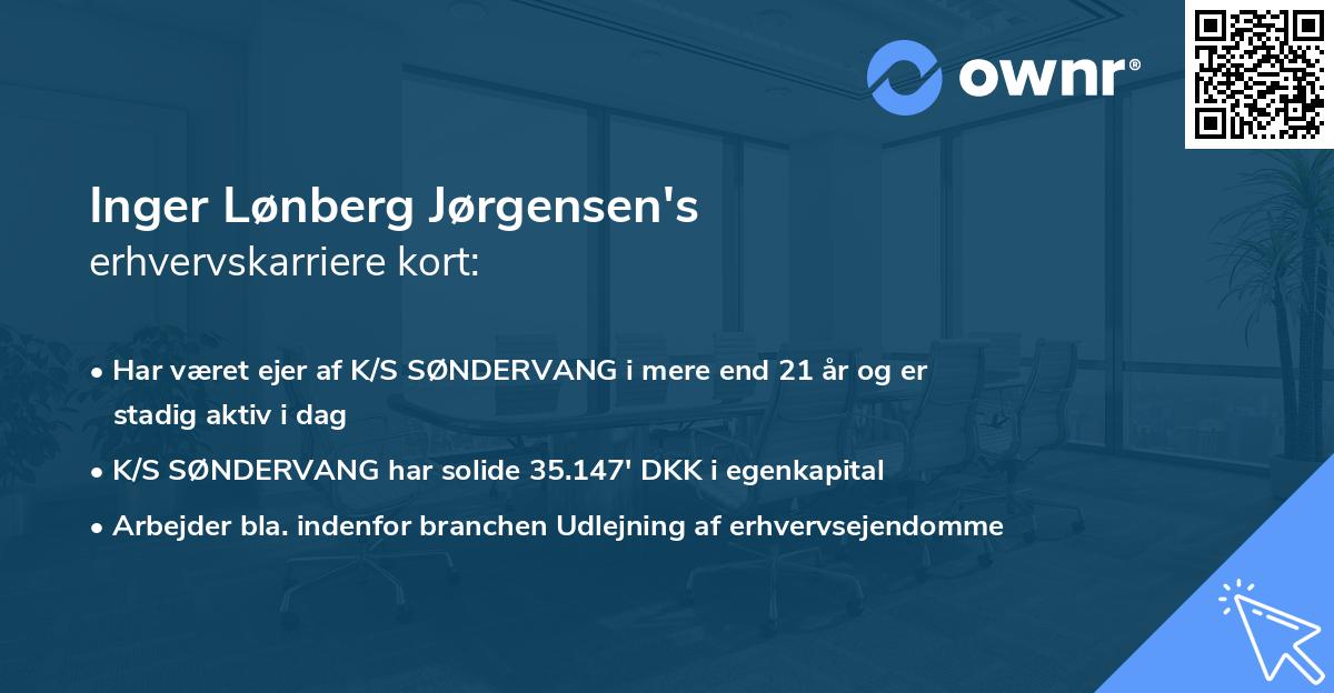 Inger Lønberg Jørgensen's erhvervskarriere kort