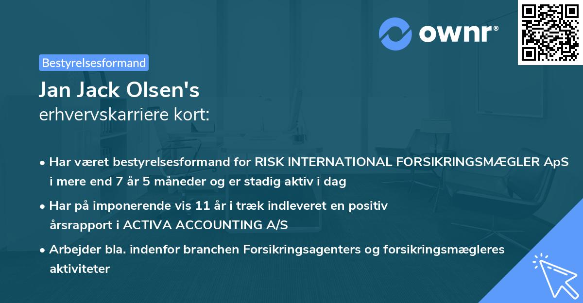 Jan Jack Olsen's erhvervskarriere kort
