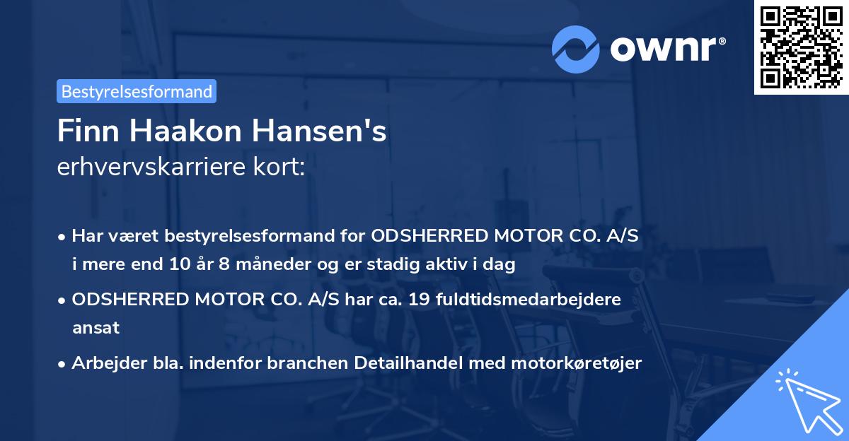 Finn Haakon Hansen's erhvervskarriere kort