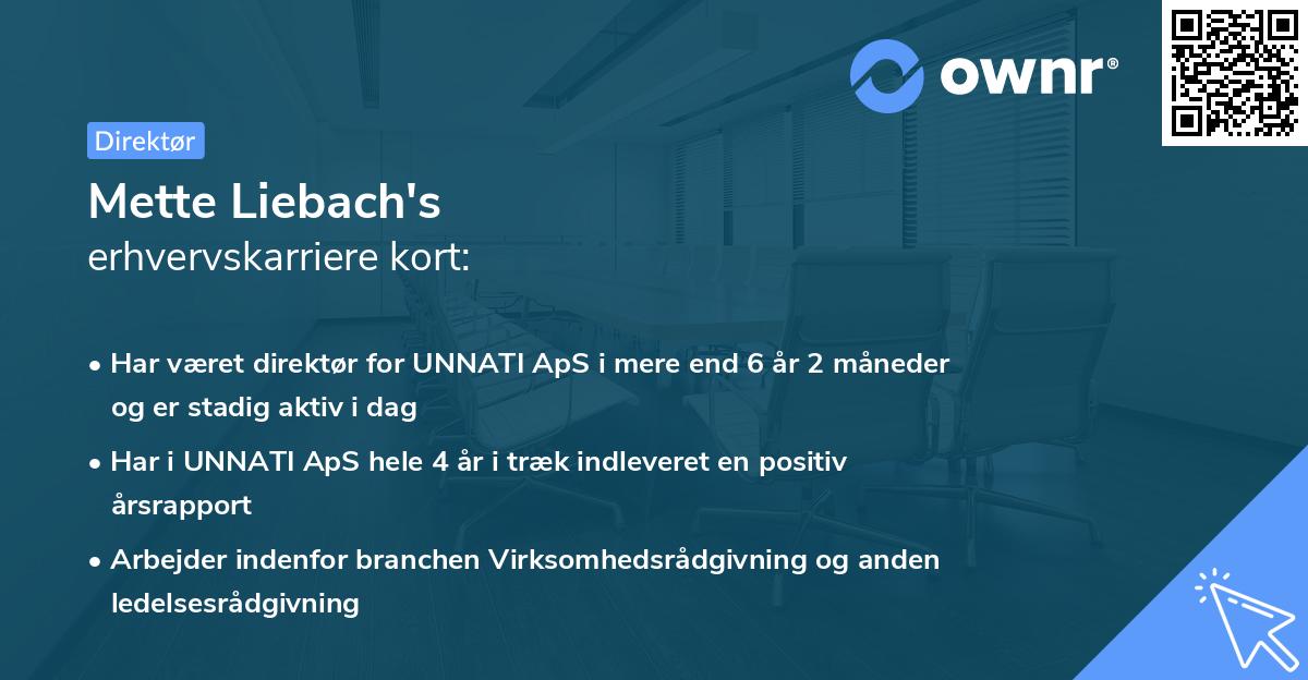 Mette Liebach's erhvervskarriere kort