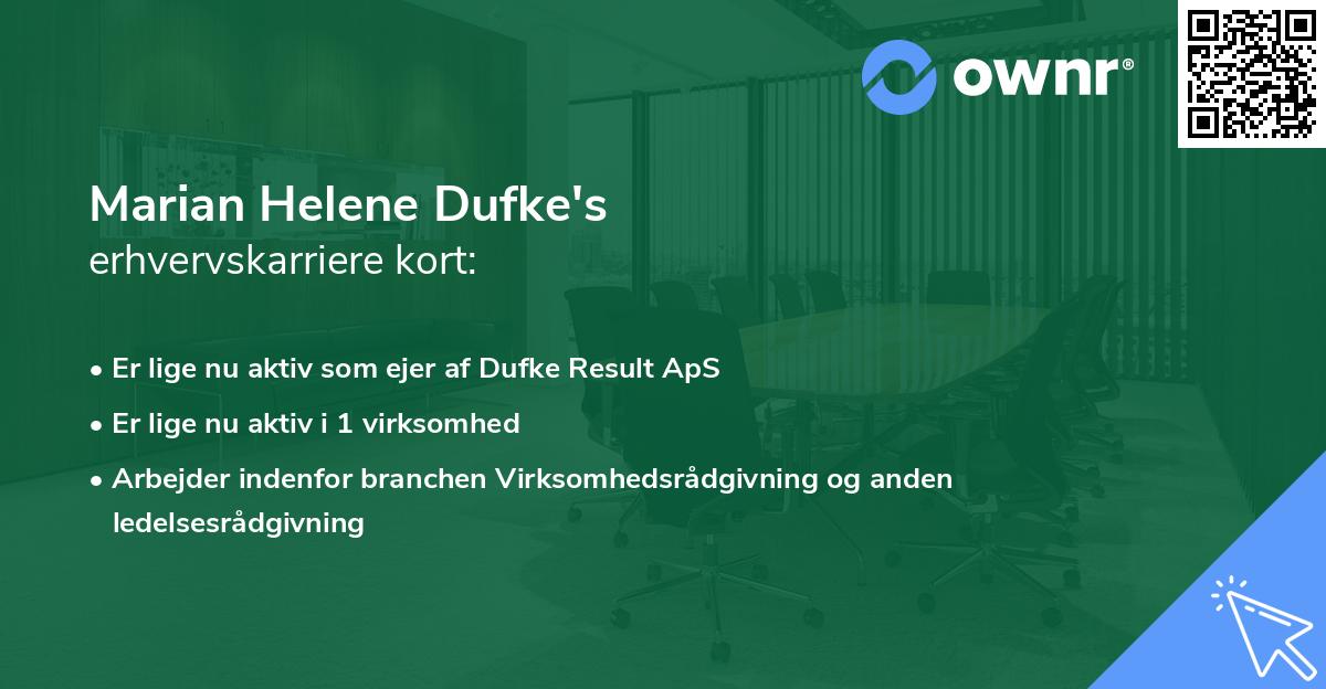 Marian Helene Dufke's erhvervskarriere kort