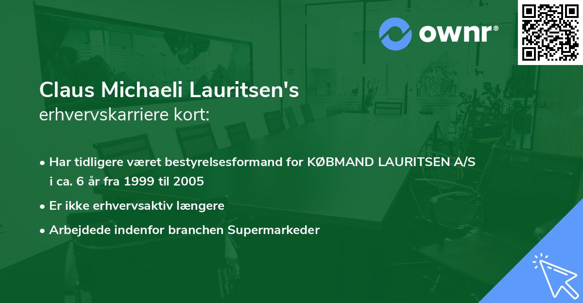 Claus Michaeli Lauritsen's erhvervskarriere kort