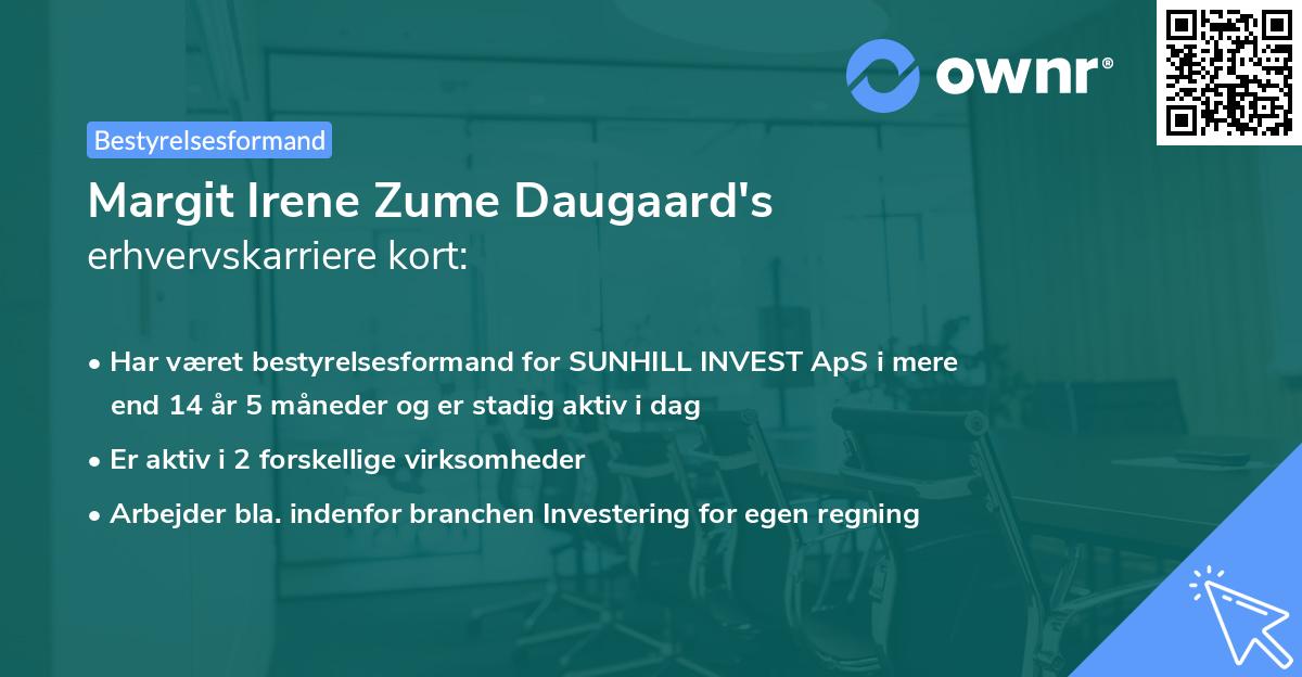 Margit Irene Zume Daugaard's erhvervskarriere kort