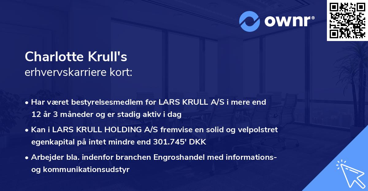 Charlotte Krull's erhvervskarriere kort