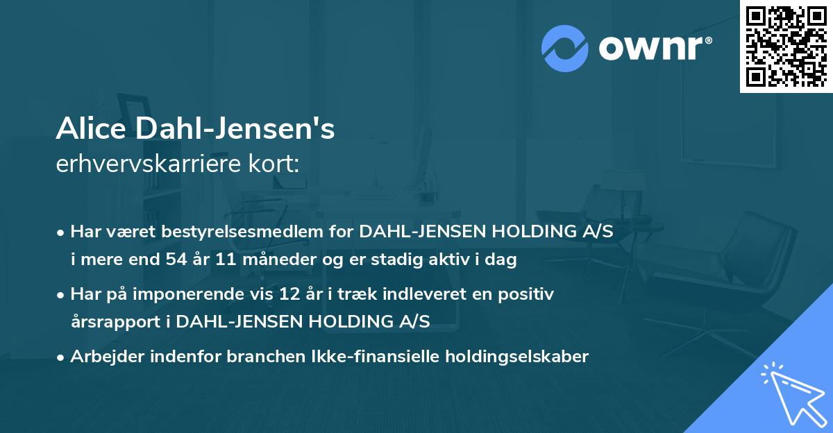 Alice Dahl-Jensen's erhvervskarriere kort
