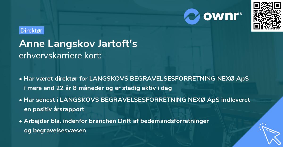 Anne Langskov Jartoft's erhvervskarriere kort