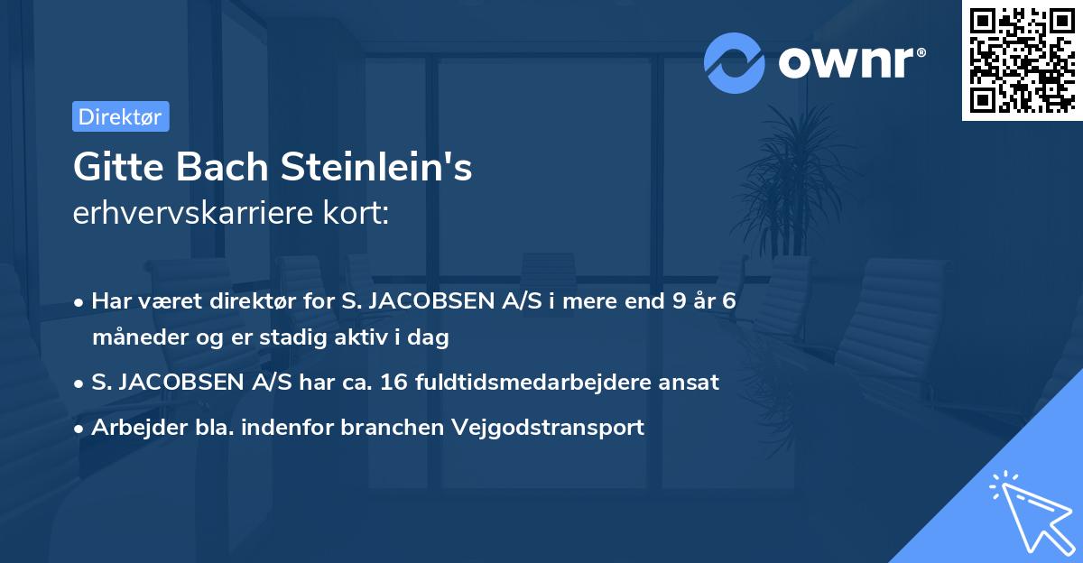Gitte Bach Steinlein's erhvervskarriere kort